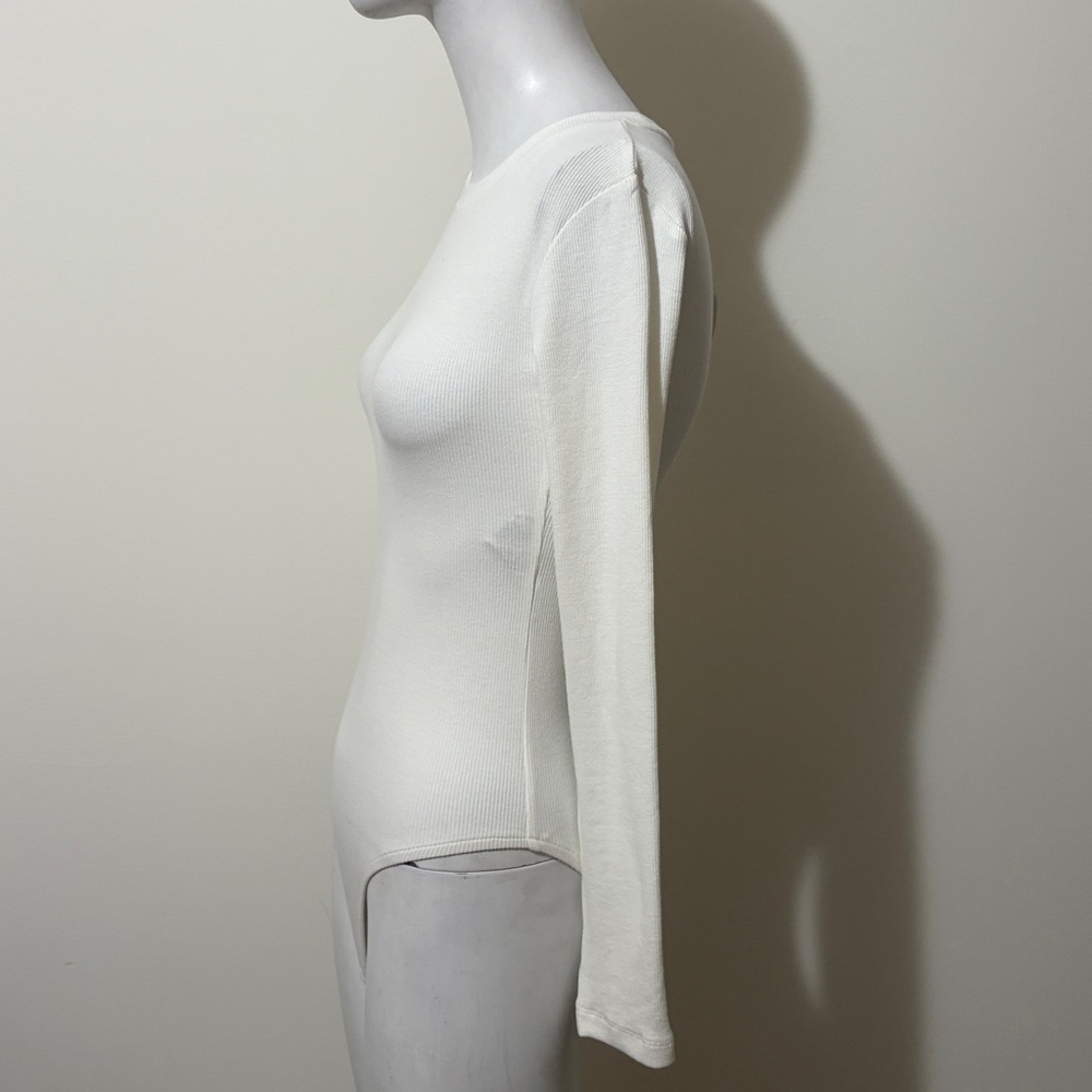 Zara Ribbed White Bodysuit Size S New With Tag - Picture 3 of 8